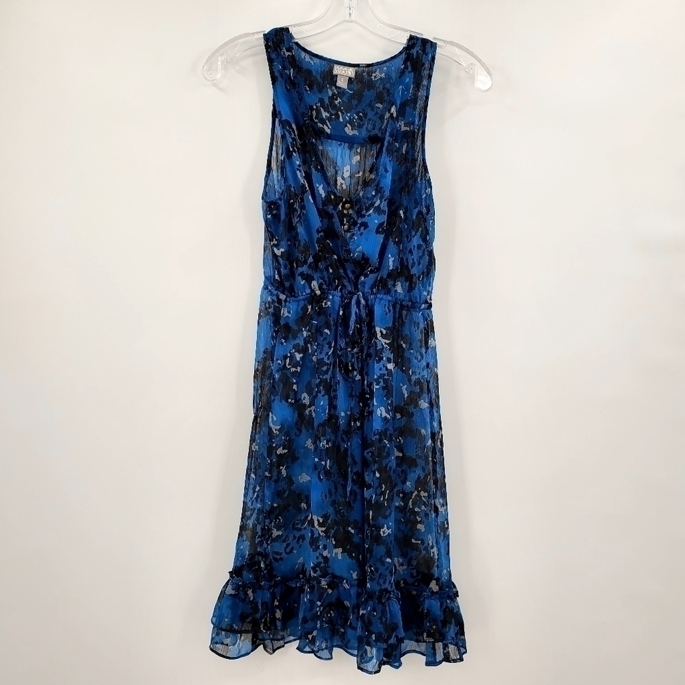 Converse Sleeveless Blue Printed V Neck Dress